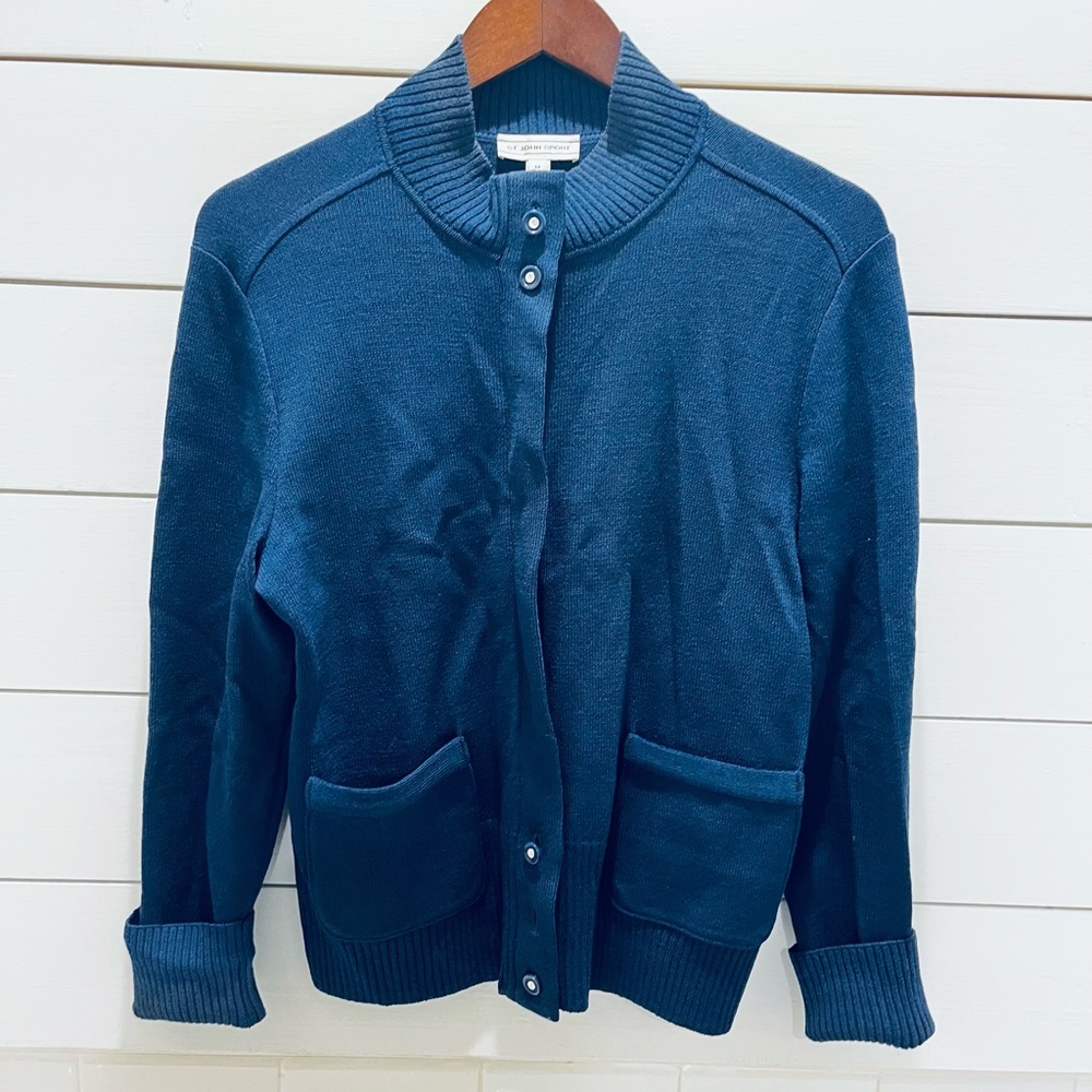 Vintage St. John Navy Zip-Up Sweater